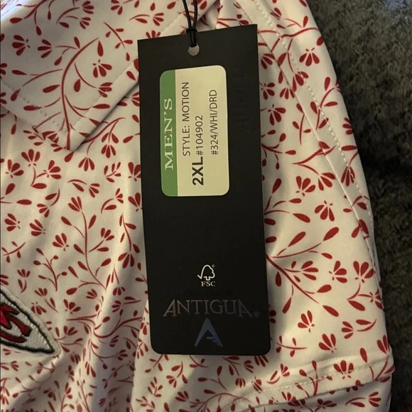 Antigua KC Chiefs White and Red Floral Polo Shirt 2XL - Picture 7 of 7